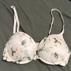 Danskin Cream and Green Floral Bra